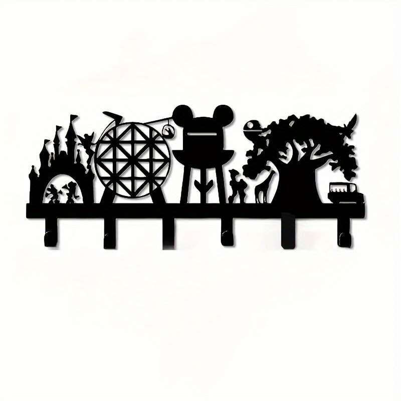 Multifunctional Metal Key Hat Rack with 6 HooksDurable Iron Wall-Mounted Storage Rack