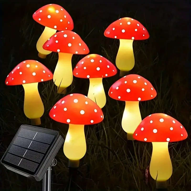 8 Solar Mushroom Lights