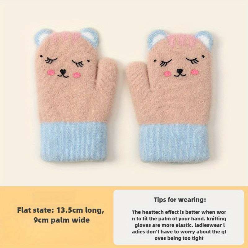 1 Pair Bean Paste Blue Warm Gloves