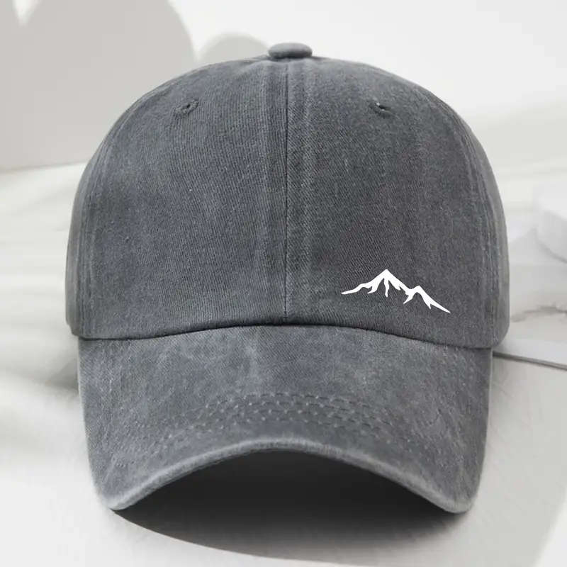 Retro Adjustable Baseball Cap With Mountain View Print Soft Top Dad'S Hat Sun Protection Perfect