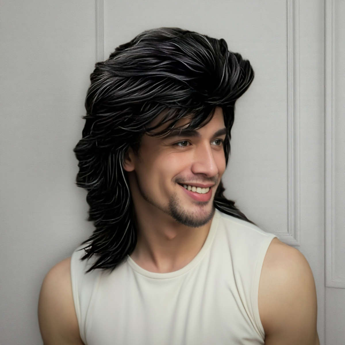 1Pc Black 45.72cm Fashion Design Wig