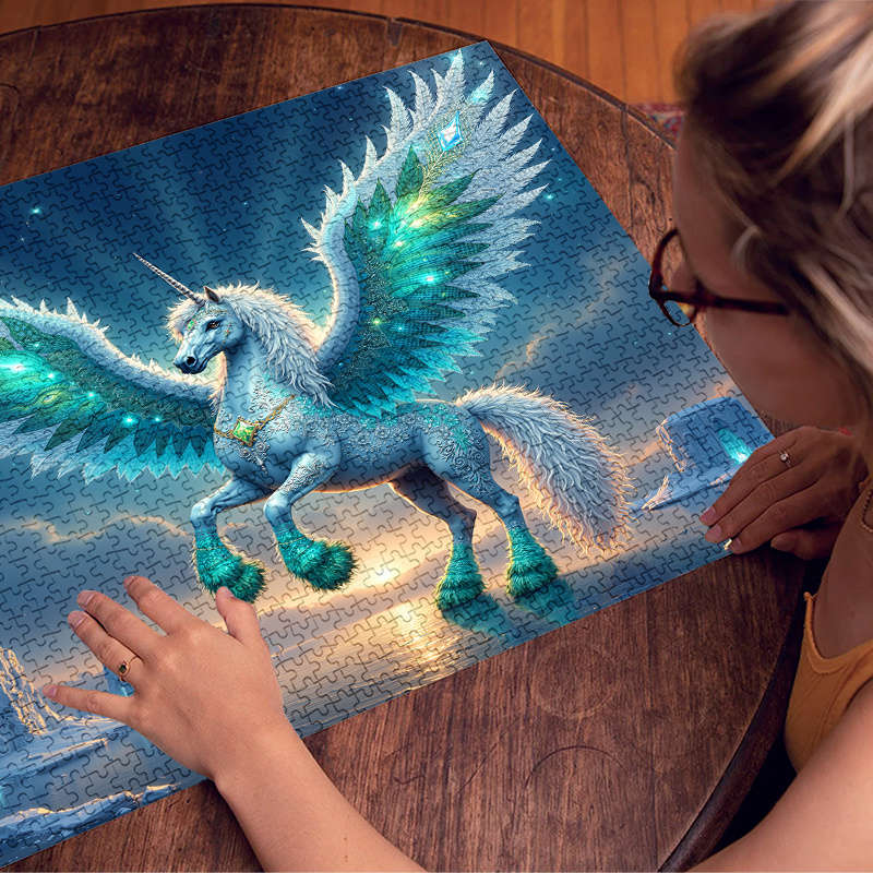 1000pcs Unicorn Glacier Jigsaw Puzzle Scratch Water Resistant Challenging DIY Br