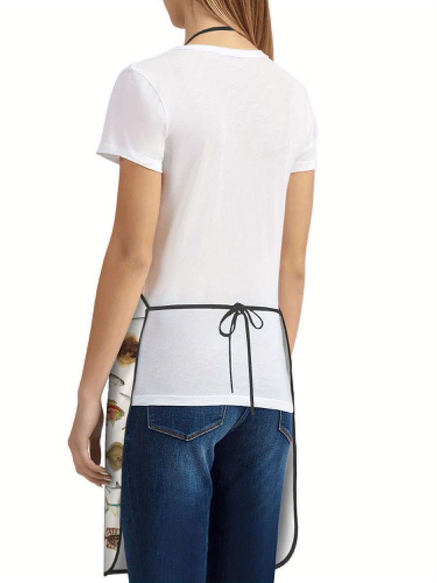 1pc Humorous Apron Featuring a Fish Chart for Cooks in Restaurants.