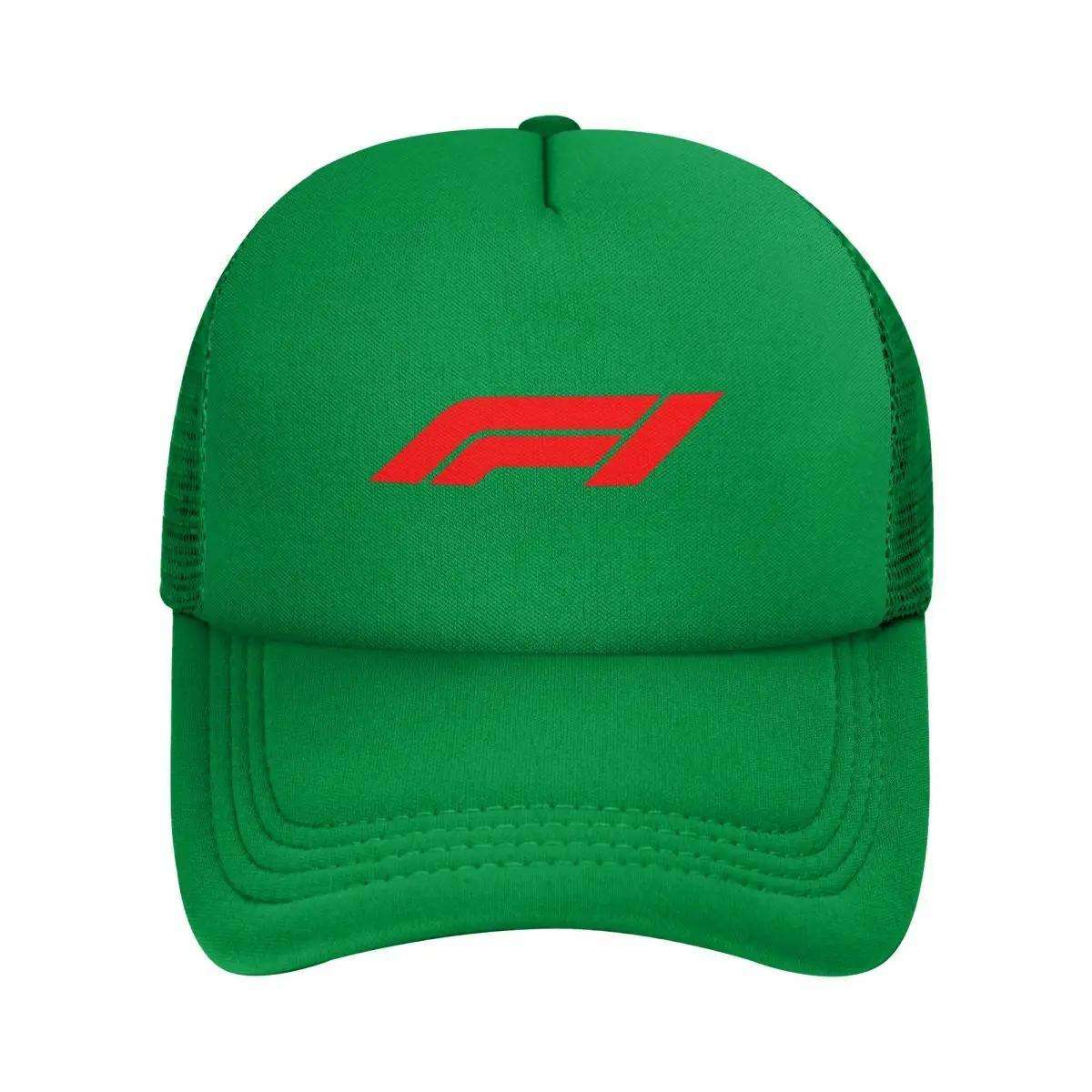 1pc F1 Racing Mesh Baseball Cap Black Snapback with Red F1 Logo Lightweight Polyester Breathabl