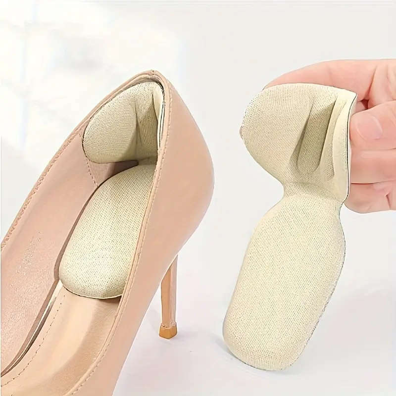 2pcs Beige Memory Foam T-Shaped High Heel Insoles for Women Non-Slip Comfort Half Pads with Arch Hee