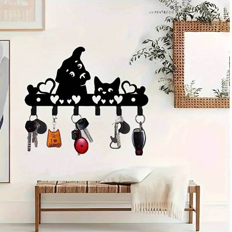 1pc Cute Animal Design Metal Clothes Hook Wall-mounted Key Hanger Suitable for Coats Hats Towel