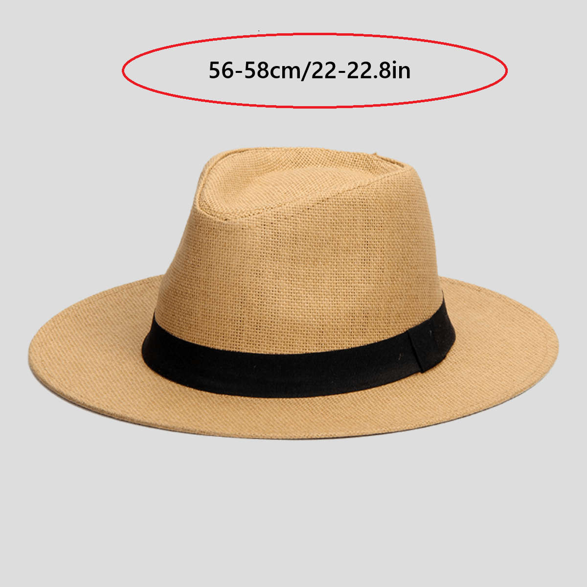 1pc Men'S Woven Straw Jazz Hat with Decorative Ribbon Elegant Wide-Brim Vintage Style for Outdo