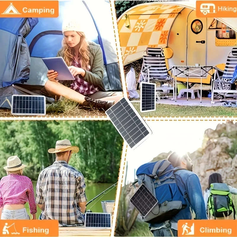 1pc Portable USB Solar Panel Charger Compact Multi-Function Outdoor Power Bank with LED Indicator Li