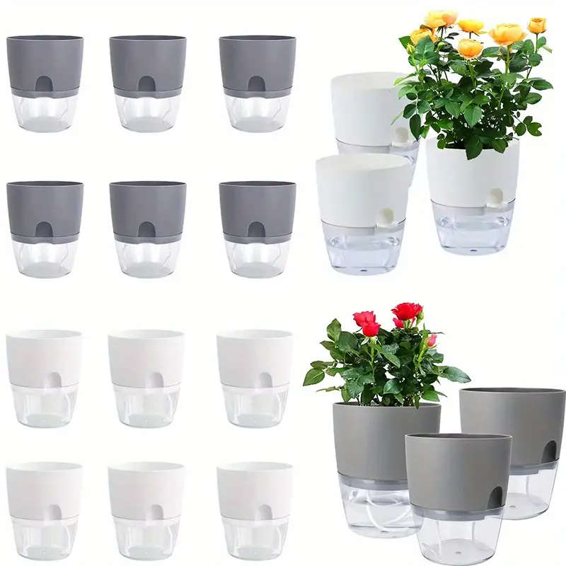 10-Pack Of Self-Absorbing Double-Layer Plastic Flower Pots