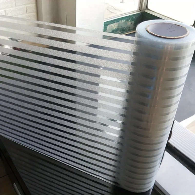 Frosted Stripe Privacy Window Film With Static Adhesive 30cm*1m