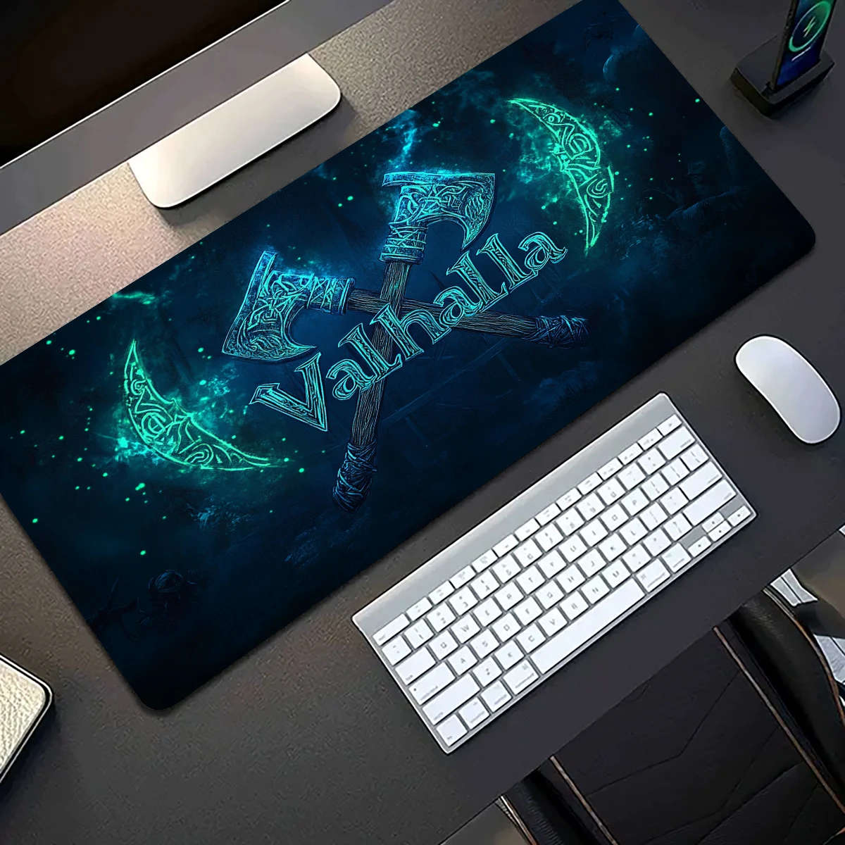 1pc 40x90cm Gaming Mouse Pad Featuring Viking Axe Design with Rubber Base