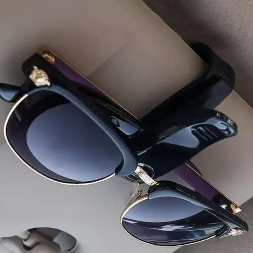1pc Multi-Function Car Sun Visor with Glasses Holder Bill ID Card Slots Durable ABS Material Essenti