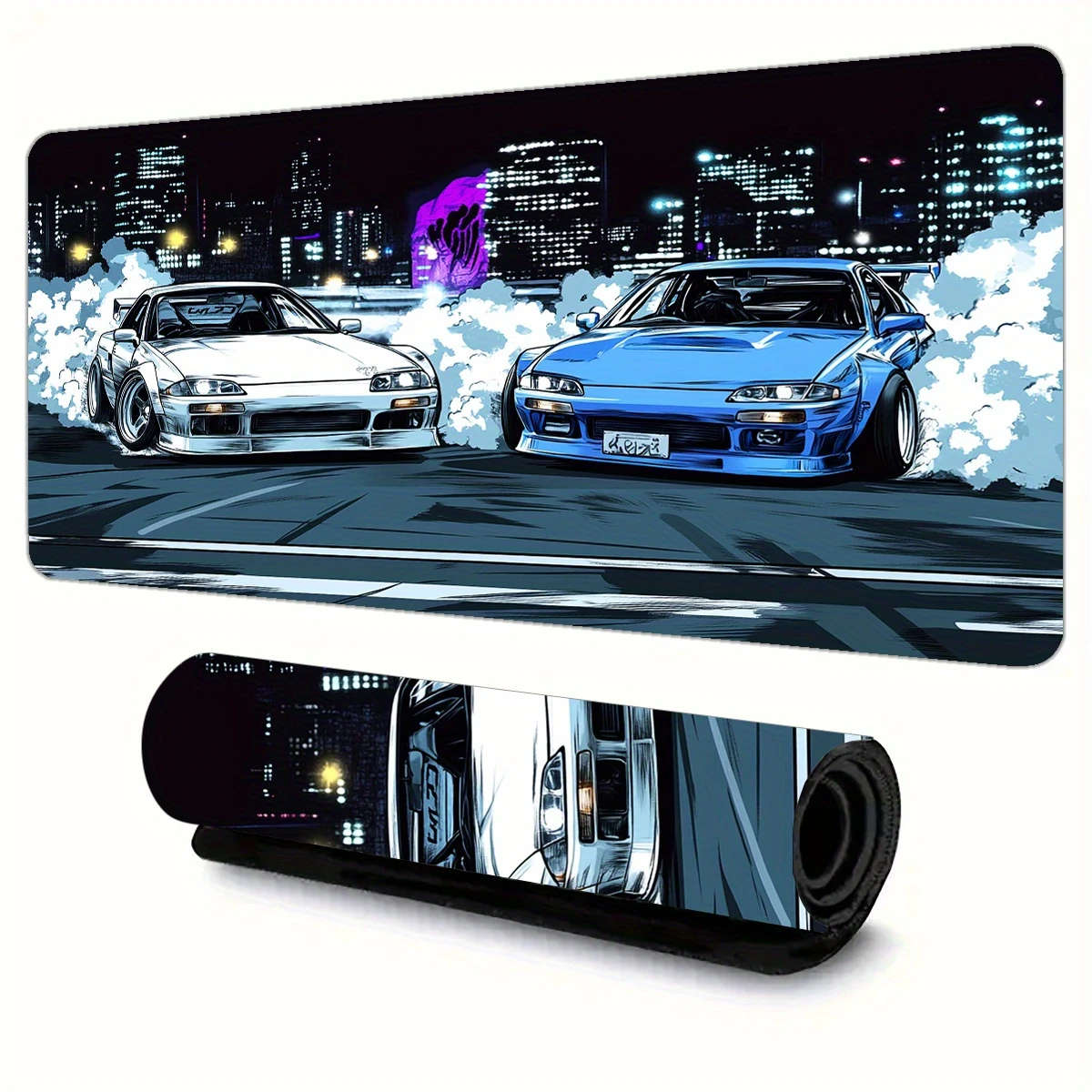 30x80cm Anime-Inspired Racing Car Mouse Pad with Rubber Base Non-Slip Desk Mat