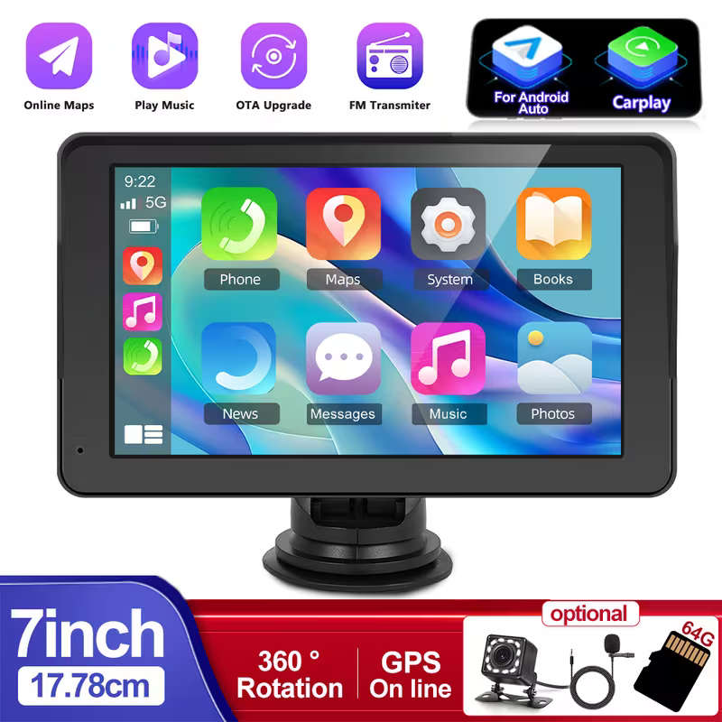 7" Wireless CarPlay Android Auto touch HD screen With Rearview Camera