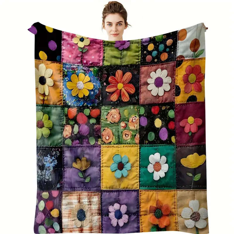 1 Handmade Floral Patchwork Throw Blanket 200CM*215CM