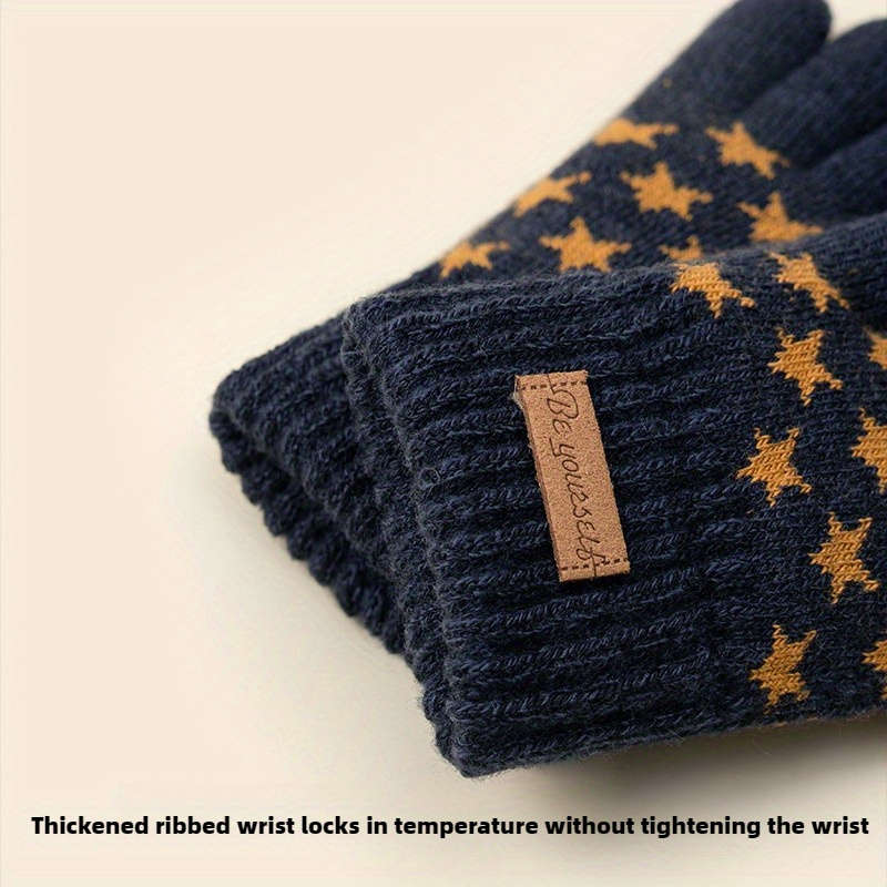 1 Pair Blue Green Warm Gloves