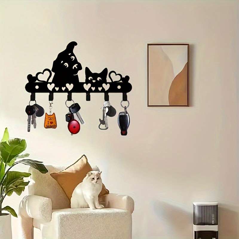 1pc Cute Animal Design Metal Clothes Hook Wall-mounted Key Hanger Suitable for Coats Hats Towel