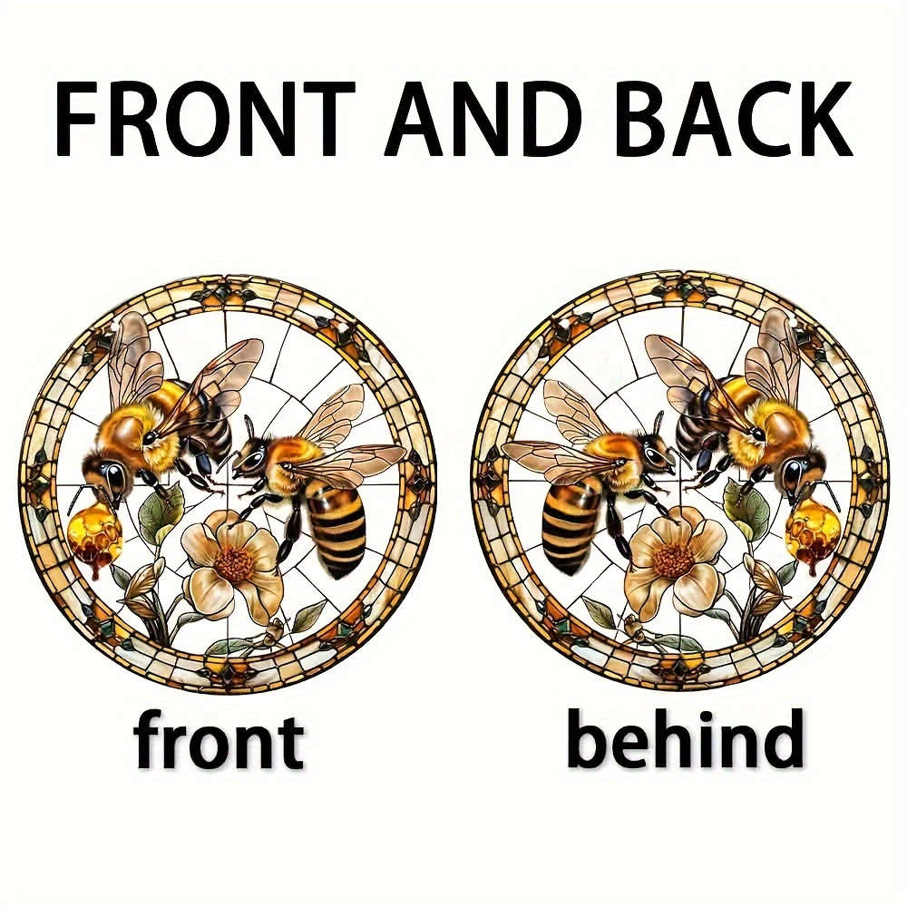 2D Flat 20.32Cm Acrylic Bee And Flower Stained Glass-Style Suncatcher Vibrant Wall Hanging D