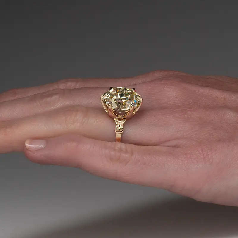 Gold-Plated Copper Ring with Oversized Yellow Cubic Zirconia