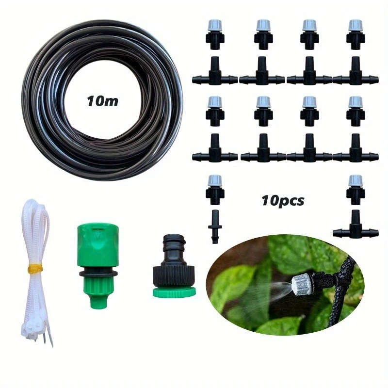 10-Meter Durable Plastic Garden Irrigation System with 10 Adjustable Sprinklers Perfect for Lawn