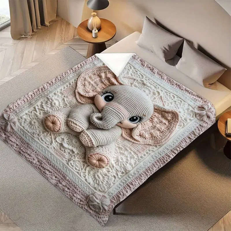 1 x 3D Crochet Printed Flannel Blanket 130*150cm