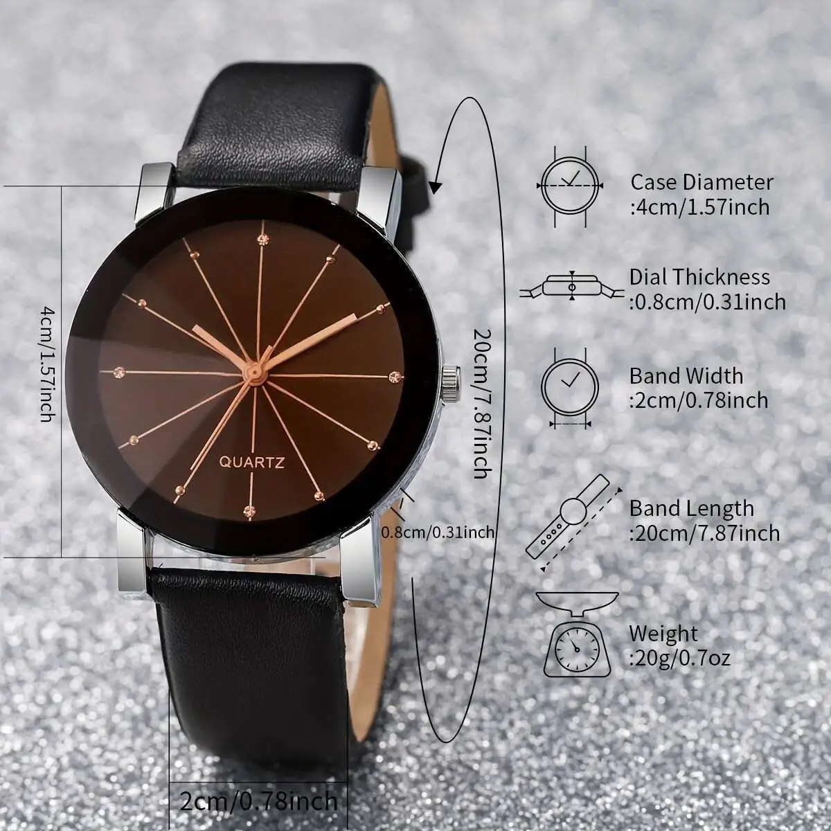 4pcs Set Classic Minimalist Quartz Watch and Bracelet Set Round Alloy Case Faux Leather Band Trendy