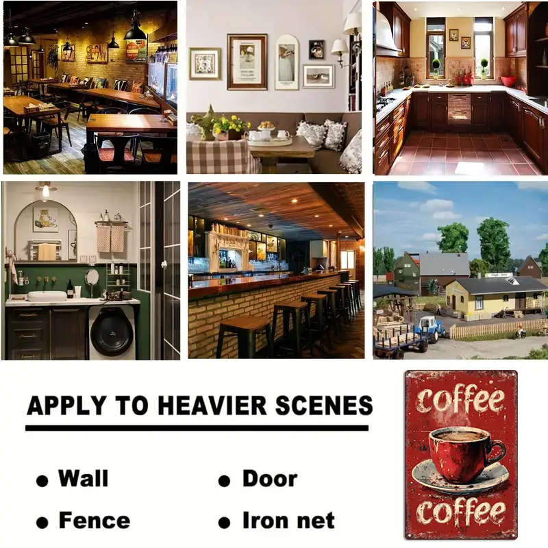 1pc Classic Brew Rustic Coffee Metal Sign Vintage Red Cup Wall Art for Kitchen Pub Decor 20.32x30.48