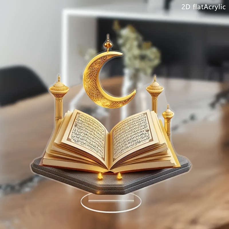 1pc 2D Flat Elegant  Acrylic Crescent Moon Tabletop Decoration Boho Style Golden