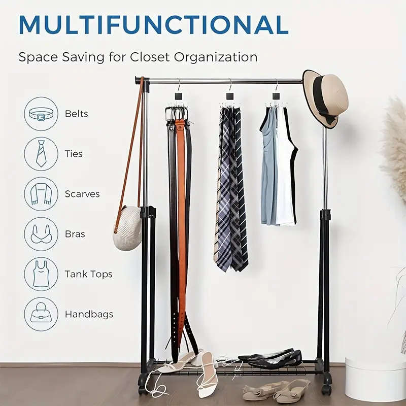 6-Claw Rotating Wall Hook Metal Multi-Functional Coat Hat Scarf Bag Storage Organizer Polished