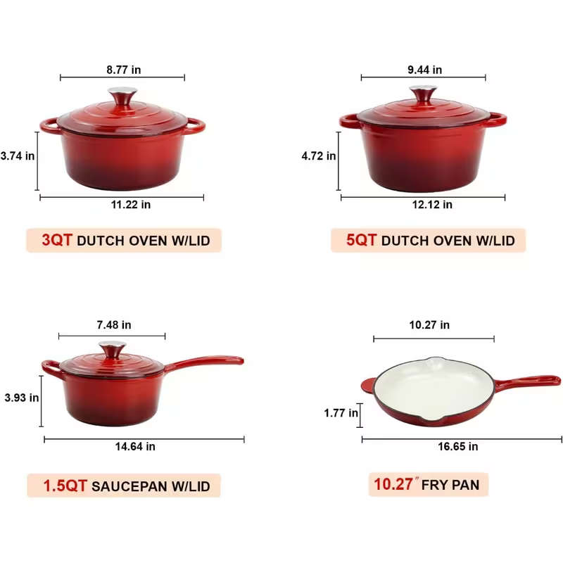 7pcs Heavy Weight Cast Iron Cookware Set