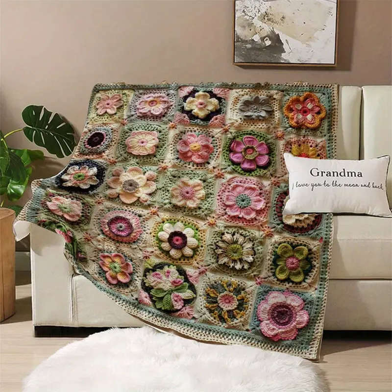 2D Bohemian Embroidery Print Flannel Blanket 130*150CM