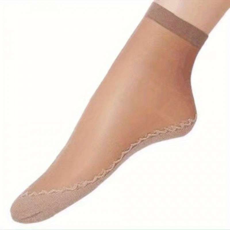 5 Pairs Light Beige One Size High Elastic Socks