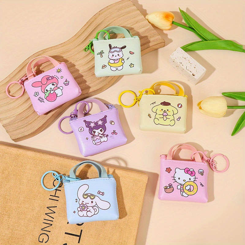 1pc Cute Coin Pouches Wallets with for hello kitty Pudding Dog Bunny Designs Portable Keychai