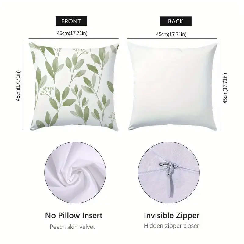 6 Pieces Botanical Print Pillow Covers - Zipper Closure & Machine Wash
