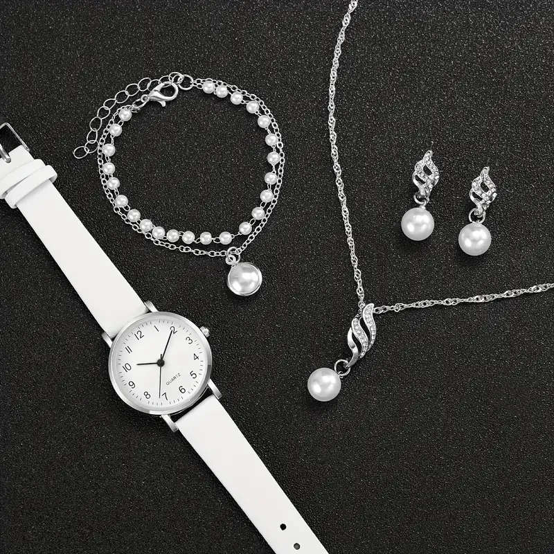 5-Piece Set Of Women's Fashionable Korean Style Simple Quartz Watches