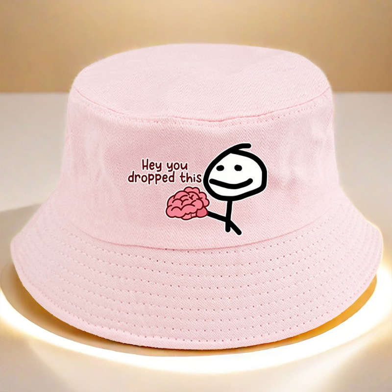 1pc "Hey You Dropped" Printed Bucket Hat Lightweight Polyester Woven Non-Stretch Multicolor