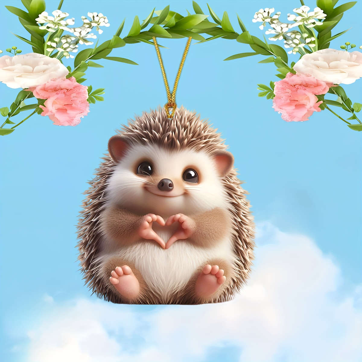 2D Flat Acrylic Hedgehog Crystal Pendant