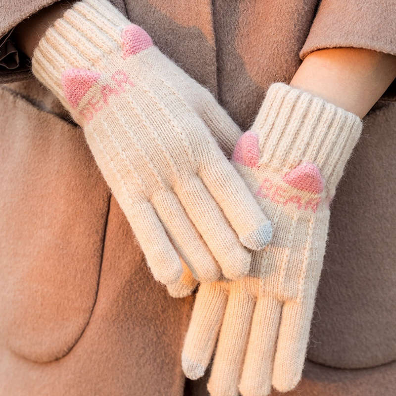 1 Pair Gray Warm Gloves