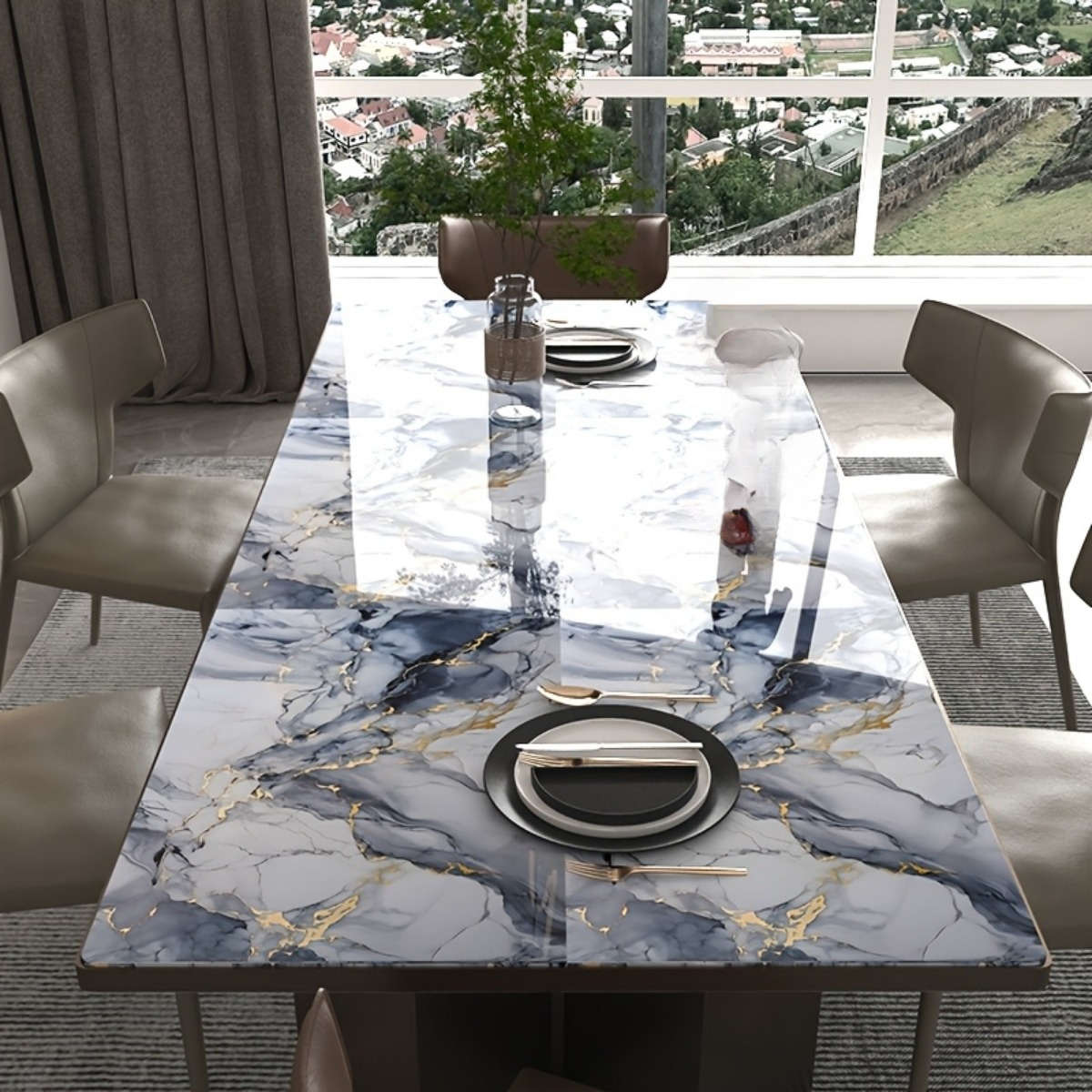 1PC Wall StickersGray Blue Golden60cmX300cm