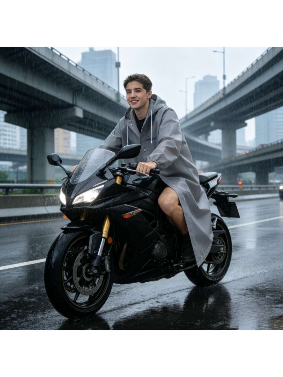 Raincoat Grey Size Asian Xl