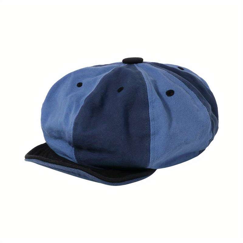 Vintage-Inspired Two-Tone Beret Cap Adjustable Lightweight Painter Hat With Soft Brim Hand-