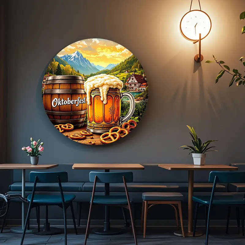 Room Decor Oktoberfest Themed Aluminum Sign 20.32X20.32Cm Rustic Wall Decor