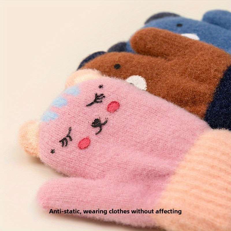 1 Pair Bean Paste Blue Warm Gloves