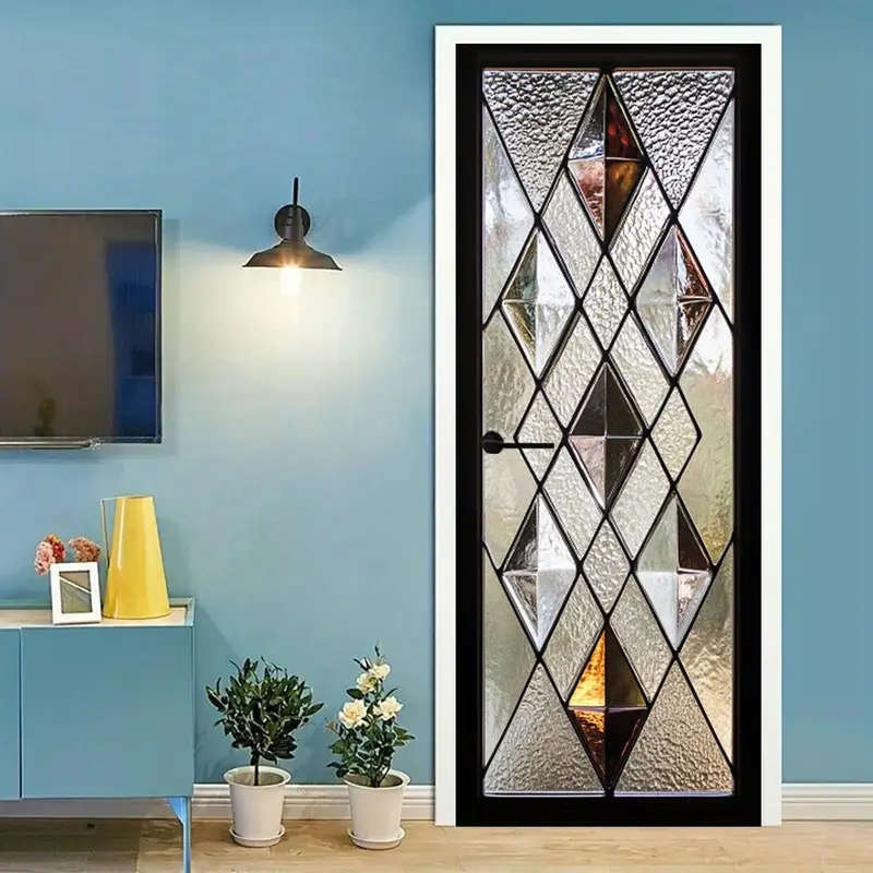 2D Flat 1 Pair Textured Art Door Stickers