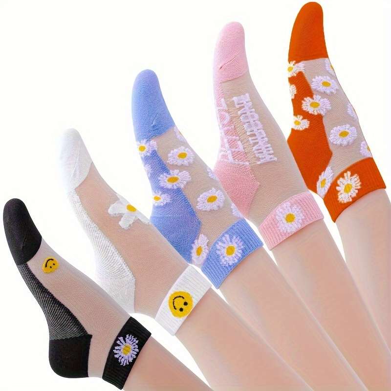5 Pairs Of Random Colors One Size High Elastic Socks