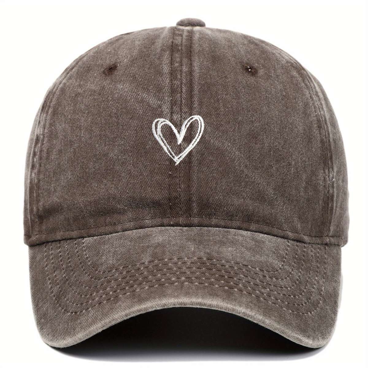 1pc A Unisex Adjustable Baseball Cap with a Heart Pattern Embroidery That Is Washable.