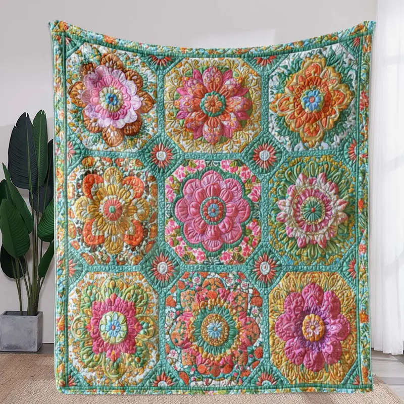 1 Bohemian Floral Patchwork Flannel Blanket 150*200cm