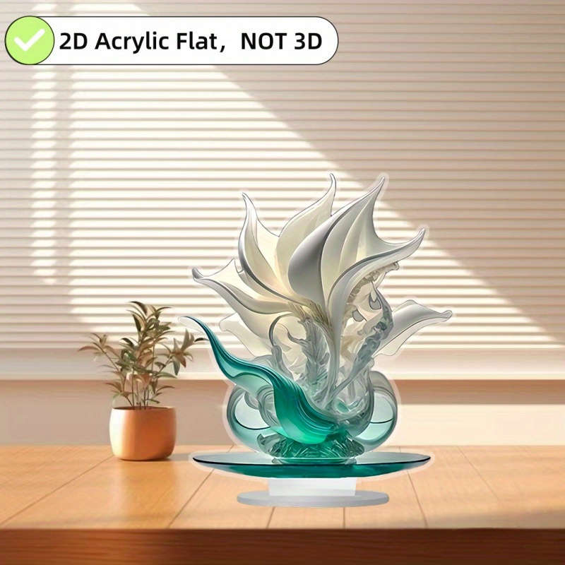 2D Flat Elegant Simulation Crystal Lily Decoration Gradient Design Lightweight Table Cen