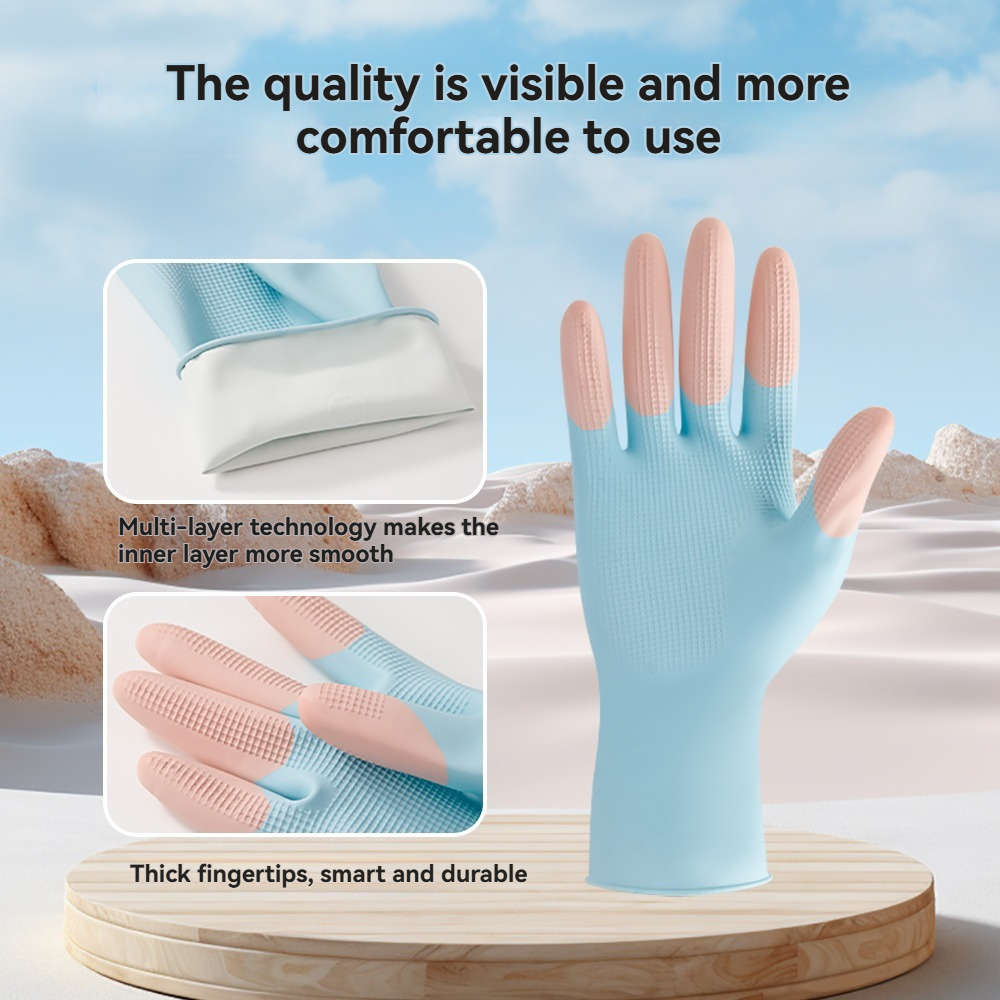 1 Pair Green Size M Household Cleaning Gloves