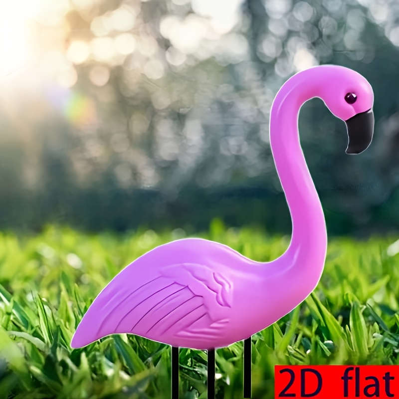 1pc 2D Flat  A classic pink flamingo garden ornament made of  acrylic material suitable fo